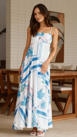YH AND CO Dresses|Maxi^Kaethe Maxi Dress - White/Blue