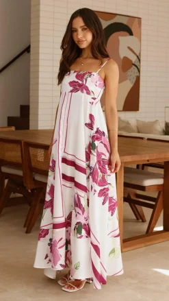 YH AND CO Dresses|Maxi^Kaethe Maxi Dress - White/Pink