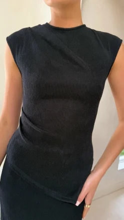 LILYWHYT Sets|Tops^Kahili Asymmetrical Top - Black