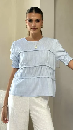 YH AND CO Tops^Kai Short Sleeve Top - Blue
