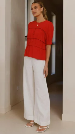 YH AND CO Tops^Kai Short Sleeve Top - Red