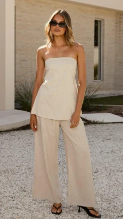 By Frankie Sets|Bottoms^Kailani Strapless Top and Pants Set - Oat