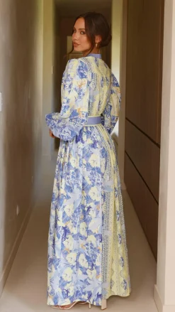 Bubblegum Dresses|Bump Friendly^Kalliope Maxi Dress - Blue/Yellow