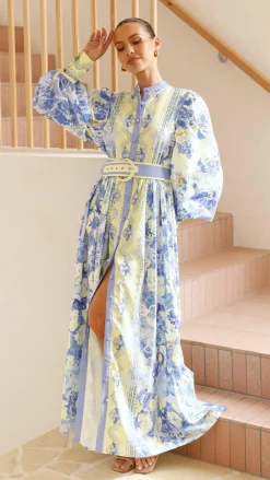 Bubblegum Dresses|Bump Friendly^Kalliope Maxi Dress - Blue/Yellow