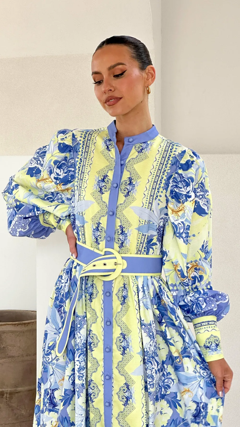 Bubblegum Dresses|Bump Friendly^Kalliope Maxi Dress - Blue/Yellow