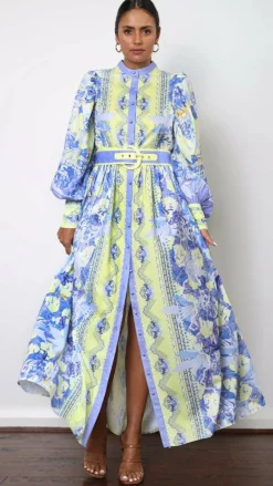 Bubblegum Dresses|Bump Friendly^Kalliope Maxi Dress - Blue/Yellow