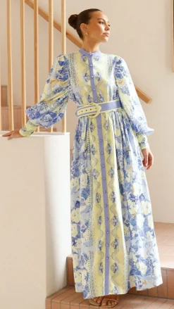 Bubblegum Dresses|Bump Friendly^Kalliope Maxi Dress - Blue/Yellow