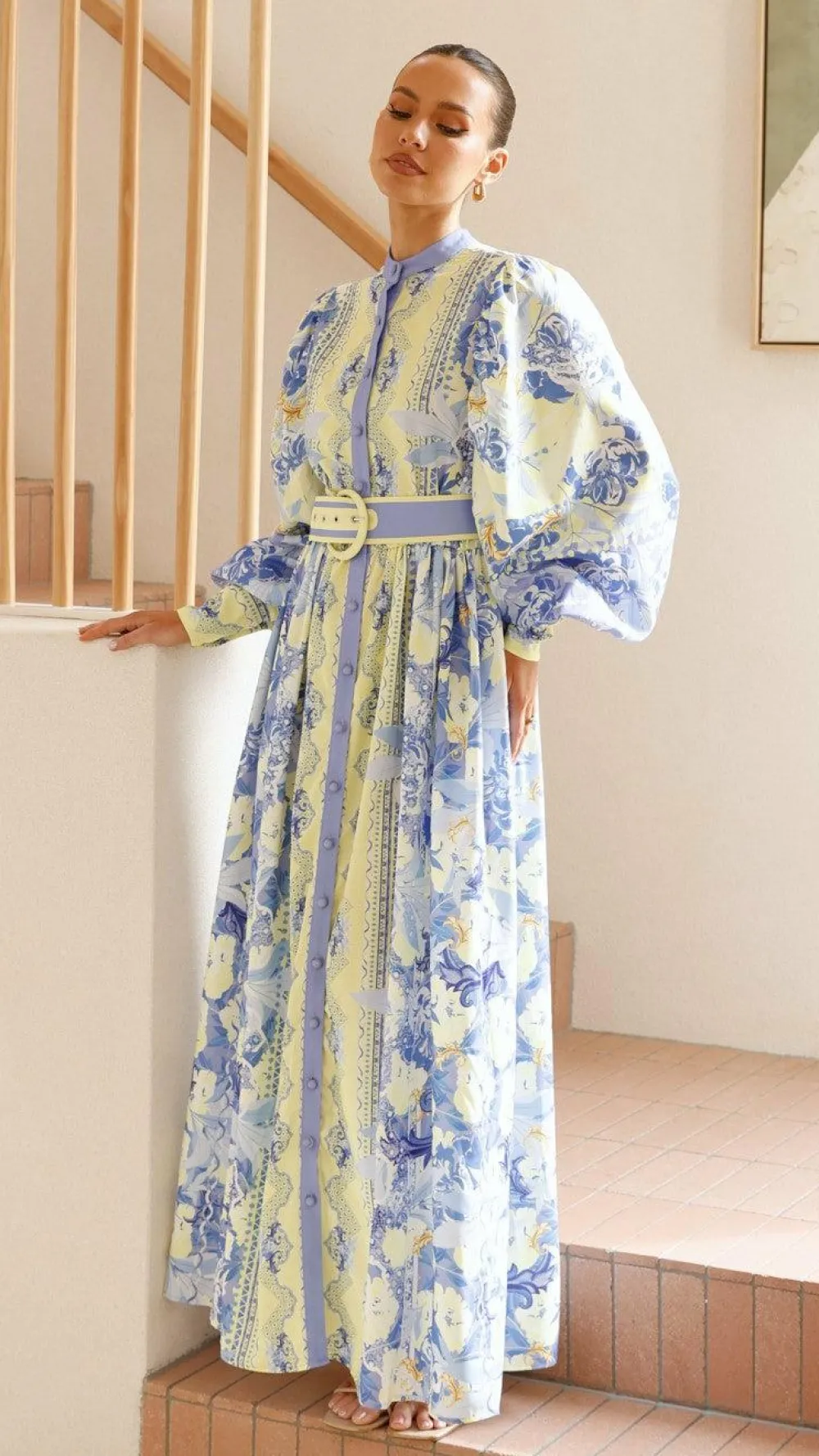 Bubblegum Dresses|Bump Friendly^Kalliope Maxi Dress - Blue/Yellow