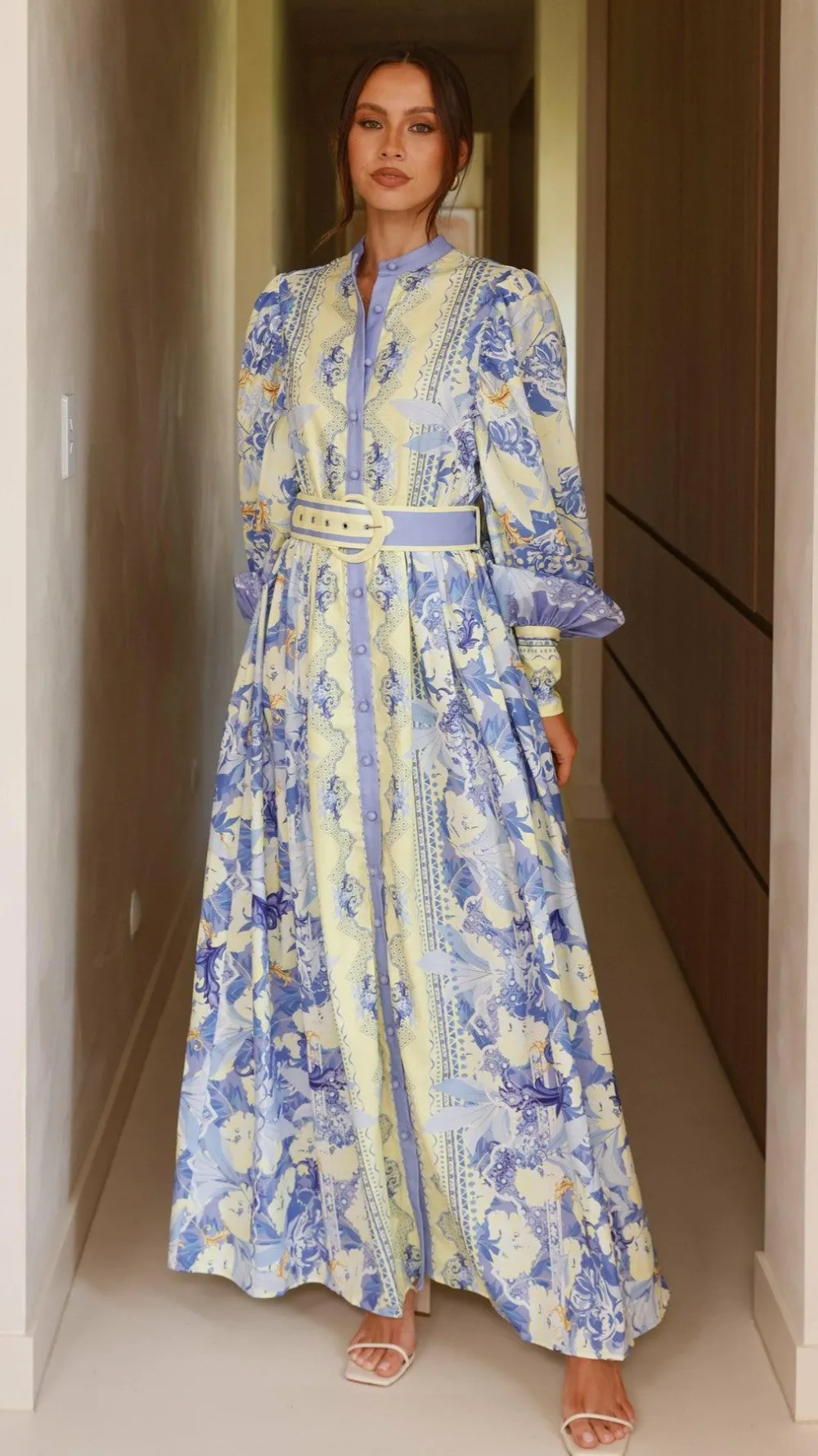 Bubblegum Dresses|Bump Friendly^Kalliope Maxi Dress - Blue/Yellow