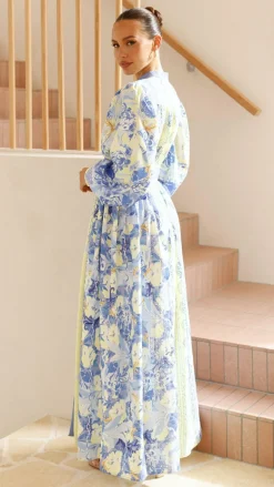 Bubblegum Dresses|Bump Friendly^Kalliope Maxi Dress - Blue/Yellow