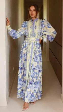 Bubblegum Dresses|Bump Friendly^Kalliope Maxi Dress - Blue/Yellow