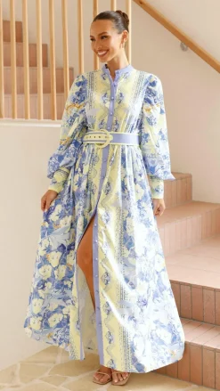 Bubblegum Dresses|Bump Friendly^Kalliope Maxi Dress - Blue/Yellow