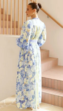 Bubblegum Dresses|Bump Friendly^Kalliope Maxi Dress - Blue/Yellow
