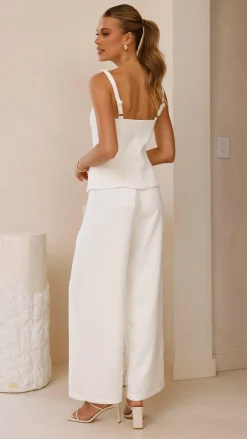 Style State Sets|Bottoms^Karrina Tweed Button Up Vest and Pants Set - White