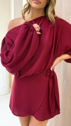 YH AND CO Sets|Tops^Katara Off Shoulder Top - Burgundy