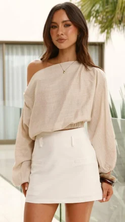 YH AND CO Tops^Katara Off Shoulder Top - Natural