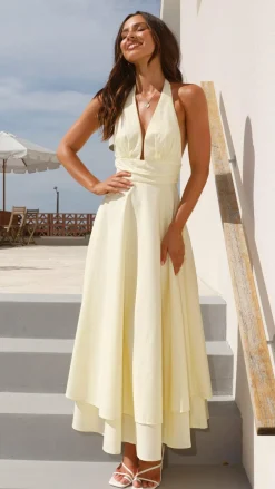 SASHA (BNE) Dresses|Maxi^Kathy Halter Neck Maxi Dress - Lemon