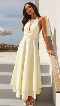 SASHA (BNE) Dresses|Maxi^Kathy Halter Neck Maxi Dress - Lemon