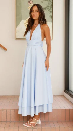 SASHA (BNE) Dresses|Maxi^Kathy Halter Neck Maxi Dress - Light Blue