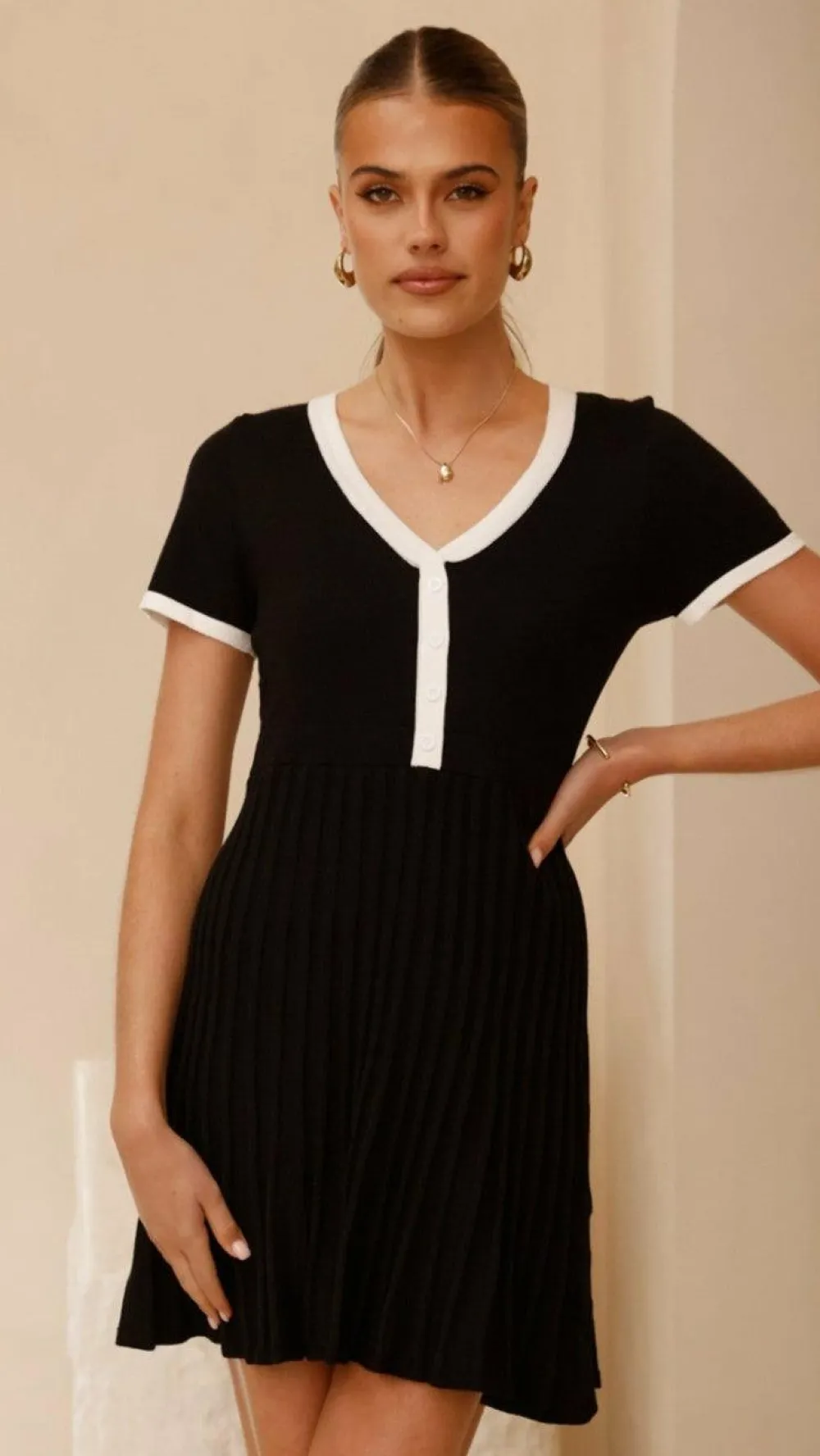 Amore Agencies Knit Dresses|Knitwear^Kaylee Pleat Dress - Black