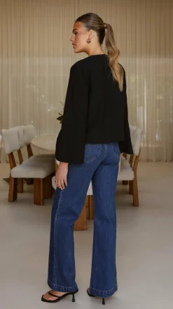 KOLI Tops^Kiera Tie Front Top - Black