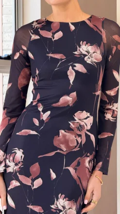 Pink Diamond Dresses|Maxi^Koah Long Sleeve Maxi Dress - Flower Print