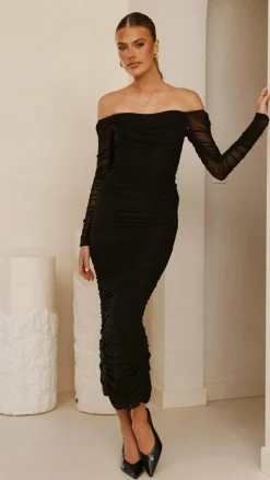 Sweet Acacia Dresses|Maxi^Kylie Maxi Dress Long Sleeve - Black