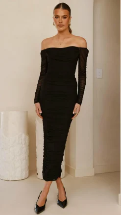 Sweet Acacia Dresses|Maxi^Kylie Maxi Dress Long Sleeve - Black