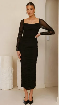 Sweet Acacia Dresses|Maxi^Kylie Maxi Dress Long Sleeve - Black