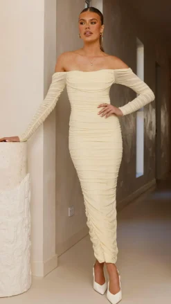 Sweet Acacia Dresses|Maxi^Kylie Maxi Dress Long Sleeve - Yellow