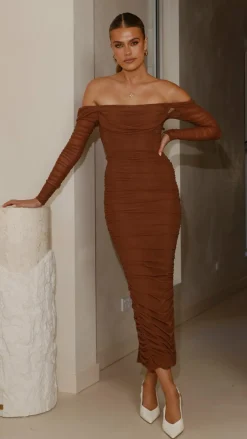 Sweet Acacia Sale Dresses^Kylie Maxi Dress Long Sleeve - Chocolate
