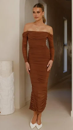 Sweet Acacia Sale Dresses^Kylie Maxi Dress Long Sleeve - Chocolate