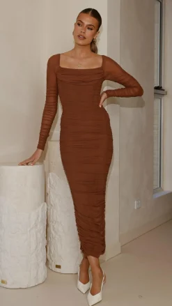 Sweet Acacia Sale Dresses^Kylie Maxi Dress Long Sleeve - Chocolate