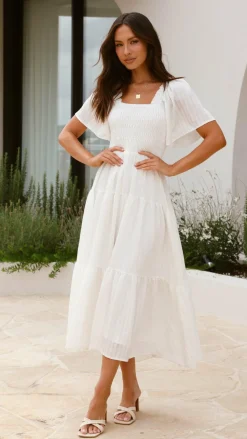 Shareen Dresses|Midi^Lainey Midi Dress - White