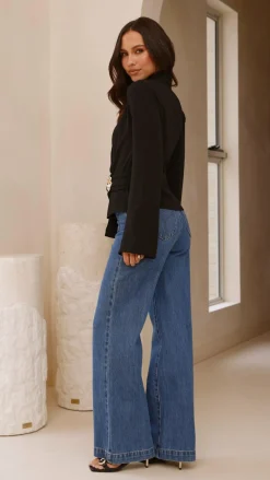 Burans Tops^Lani Open Front Top - Black