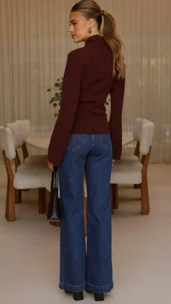 Burans Tops^Lani Open Front Top - Burgundy