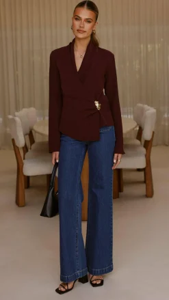 Burans Tops^Lani Open Front Top - Burgundy