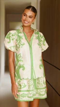 Mia Milani Sets|Tops^Lanie Shirt - Sage / Cream