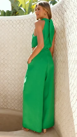 Main St Jumpsuits|Polo^Lara Halter Neck Wide Leg Jumpsuit - Green