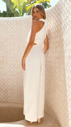 Main St Jumpsuits|Polo^Lara Halter Neck Wide Leg Jumpsuit - White