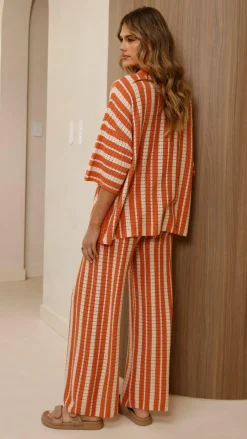 LILYWHYT Knitwear|Knitwear^Layla Knit Wide Leg Pants - Orange