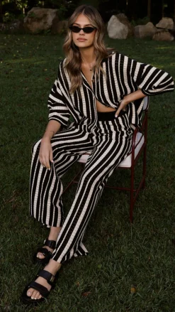 LILYWHYT Knitwear|Knitwear^Layla Knit Wide Leg Pants - Black