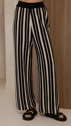 LILYWHYT Knitwear|Knitwear^Layla Knit Wide Leg Pants - Black