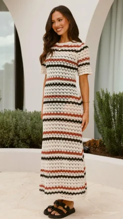 Pink Diamond Knit Dresses|Knitwear^Laylani Maxi Dress - Natural Stripe
