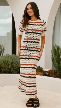 Pink Diamond Knit Dresses|Knitwear^Laylani Maxi Dress - Natural Stripe