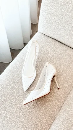 Billini Billini|Heels^Lee Heels - White Mesh Diamante