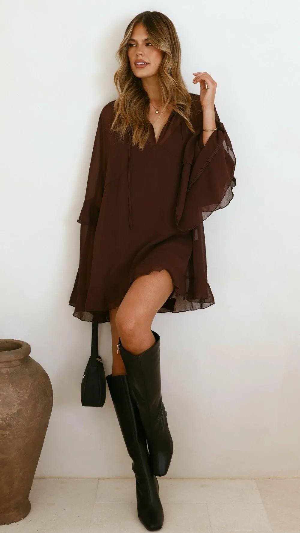 KOLI Dresses|Mini^Leera Mini Dress - Chocolate
