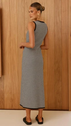 LILYWHYT Knit Dresses|Knitwear^Leilah Maxi Dress - Black Stripe