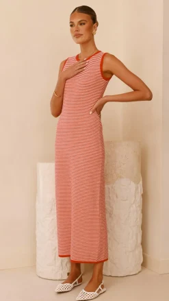 LILYWHYT Knit Dresses|Knitwear^Leilah Maxi Dress - Red Stripe