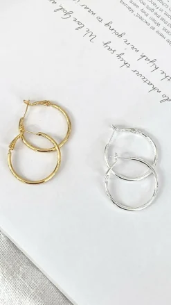 Angel Whisper Earrings|Je T'Aime^Leni Hoops - Gold